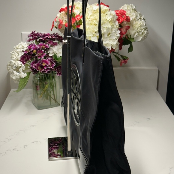 Tory Burch Black Patent Leather & Nylon Ella Tote NWOT - Picture 5 of 12